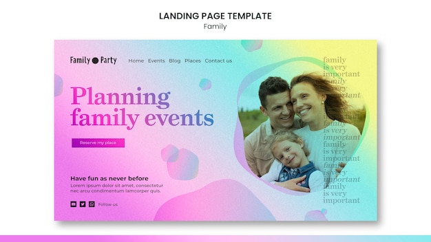 PSD flache design-familien-landing-page-vorlage