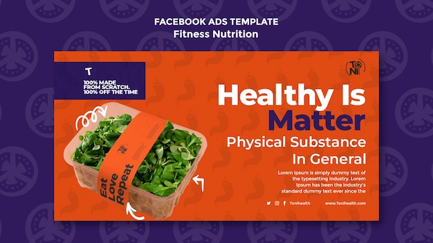 PSD flache design-fitness-ernährung-facebook-vorlage