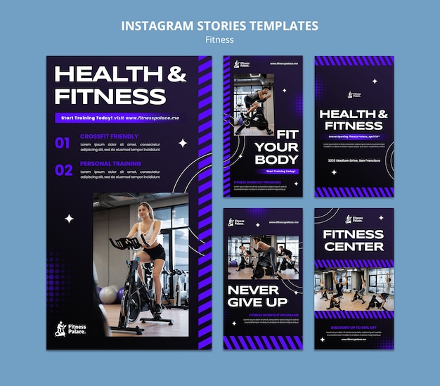 Flache Design-Fitness-Instagram-Vorlage