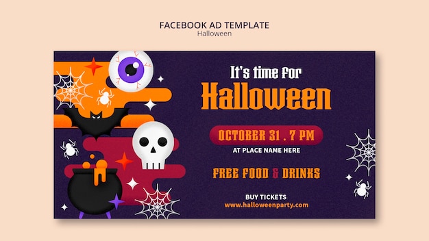 PSD flache design-halloween-facebook-anzeigenvorlage