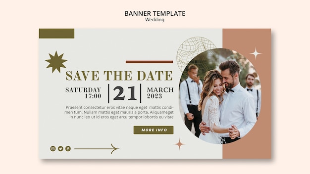 Flache Design-Hochzeitsfeier-Banner-Vorlage