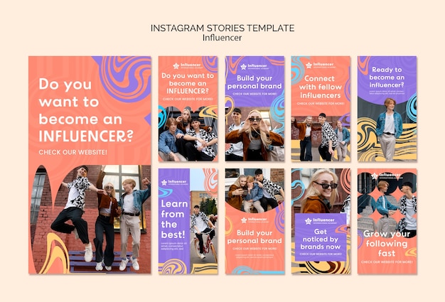 Flache Design-Influencer-Job-Instagram-Geschichten