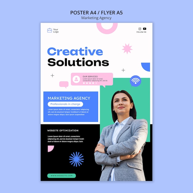 Flache Design-Marketingagentur-Plakatvorlage