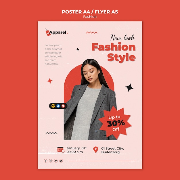PSD flache design-mode-business-poster-vorlage