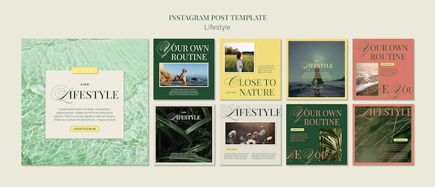 Flache Design-Natur-Lifestyle-Instagram-Beiträge