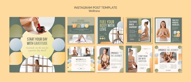 Flache Design-Wellness-Konzept-Instagram-Beiträge