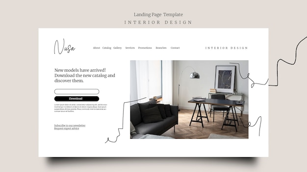 Flache Design-Zielseitenvorlage für die Innenarchitektur