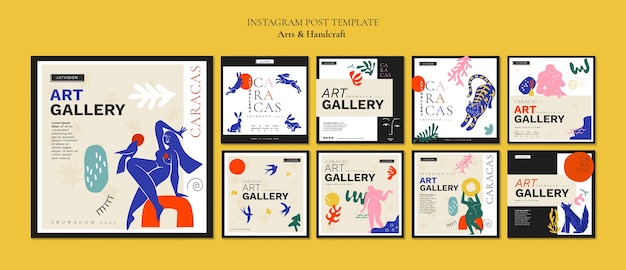 Flache Designkunst und handwerkliche Instagram-Posts