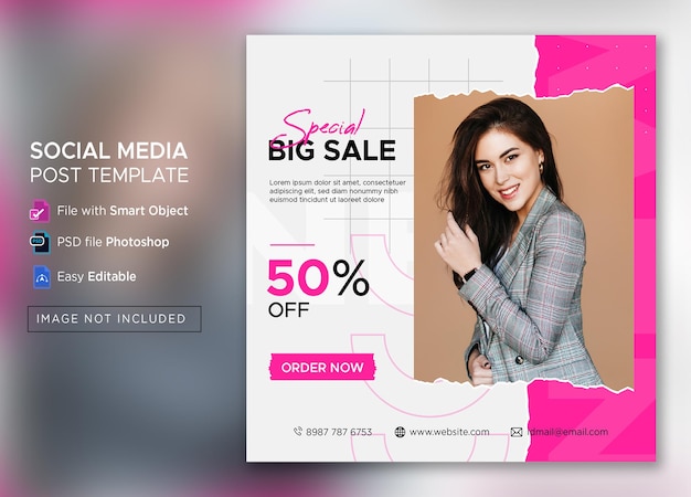 Flache Instagram-Verkaufspostvorlage Premium-PSD