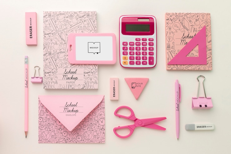 PSD flache lage der schulmaterialsammlung mock-up