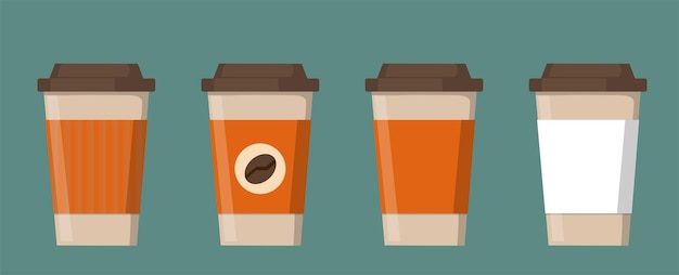Flache Vektorillustration von Kaffeekuppen mit verschiedenen Ärmeldesigns