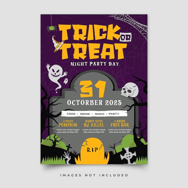 Flache vertikale halloween-flyer-vorlage