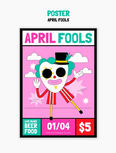 Flaches Design April Fools Feier Poster