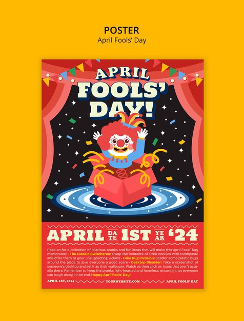 PSD flaches design april fools feier poster