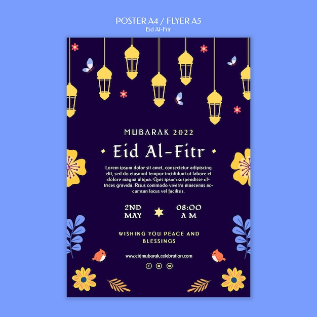 Flaches Design eid al fitr Plakatvorlage