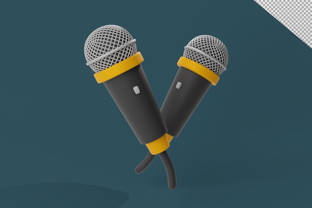 flaches Design eines 3D-Mikrofons, das sich in ein Logo einmischt