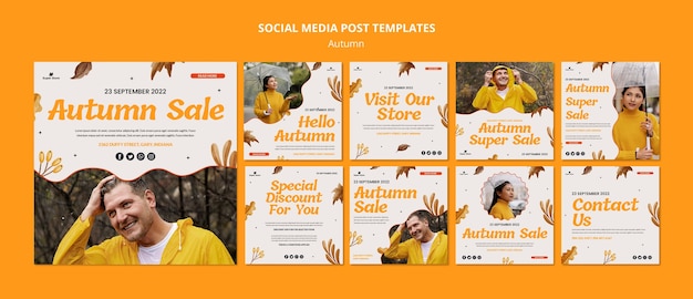 Flaches design herbst instagram post template design