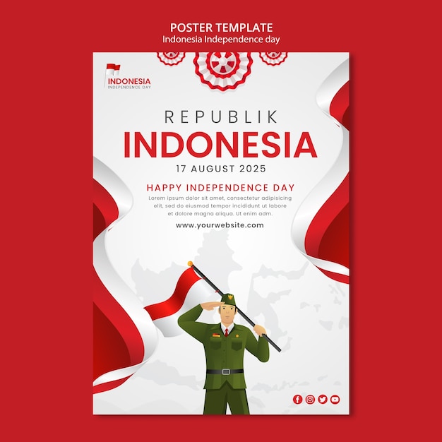 PSD flaches design indonesien unabhängigkeitstag vorlage