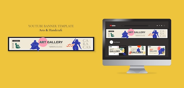 Flaches Design Kunst und Handwerk YouTube-Banner