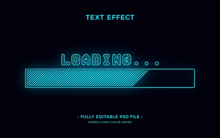 PSD flaches design lädt texteffekt