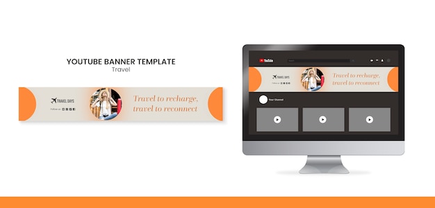 Flaches Design-Reiseabenteuer-Youtube-Banner