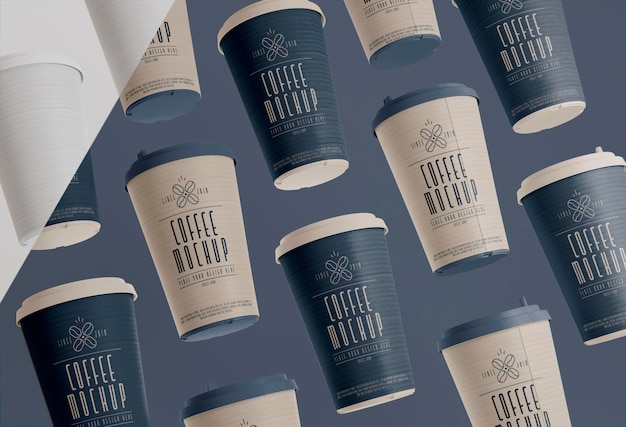 Flaches Kaffee-Branding mit Tassen