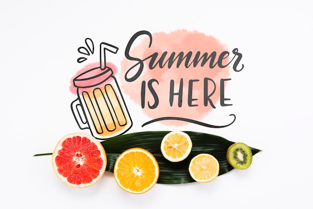 Flaches Lage copyspace Modell mit Sommerfrüchten