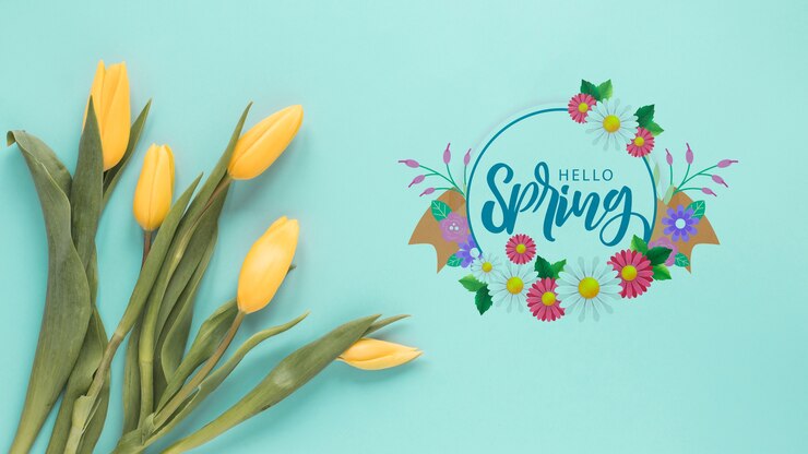 Flaches Laien copyspace Modell für Frühling