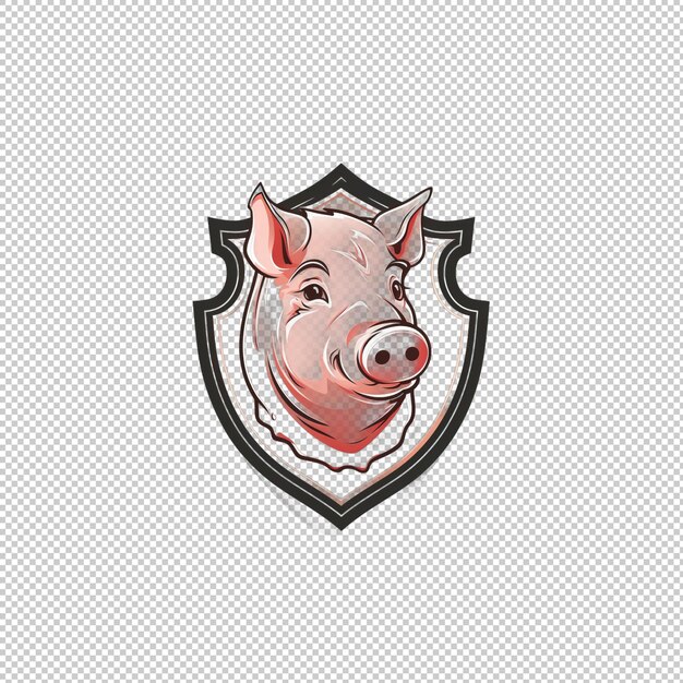 PSD flaches logo schweinefleisch isolierter hintergrund hi