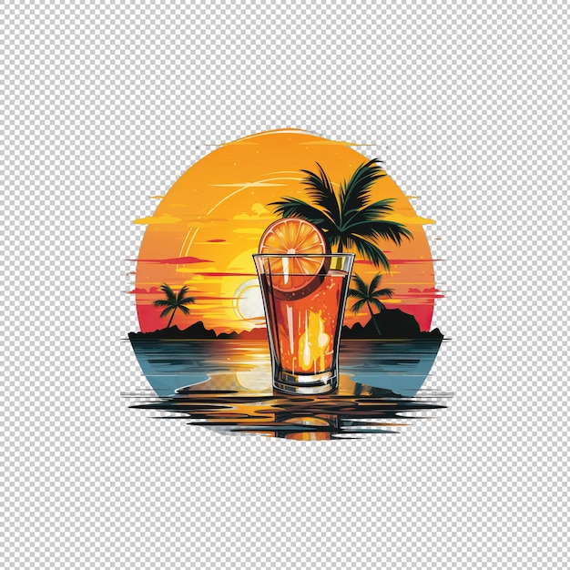 PSD flaches logo tequila sunrise isolierter hintergrund