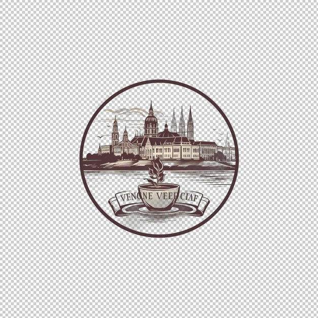 PSD flaches logo wien kaffee isolierter hintergrund ist