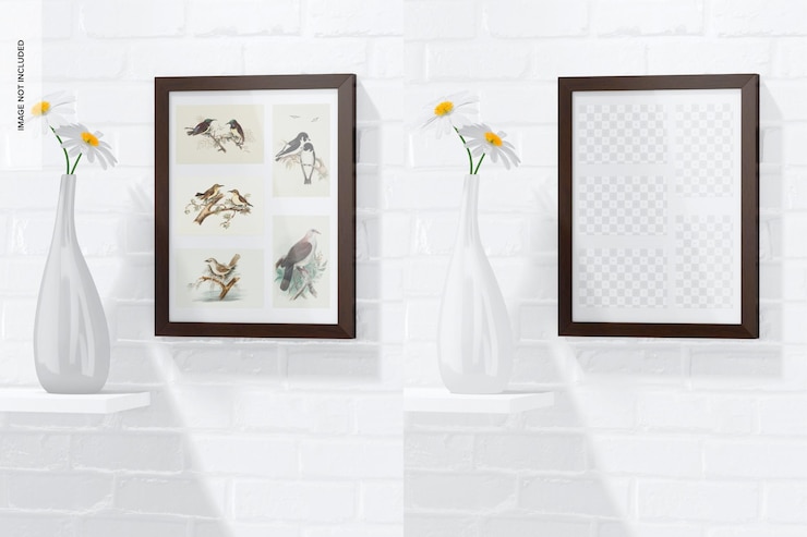 PSD flaches mehrfachfotorahmenmodell, an der wand hängend