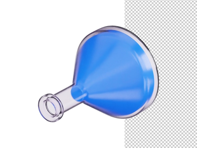 Flacon de laboratoire en verre transparent flacon rempli d'illustration vectorielle de rendu 3d icône liquide