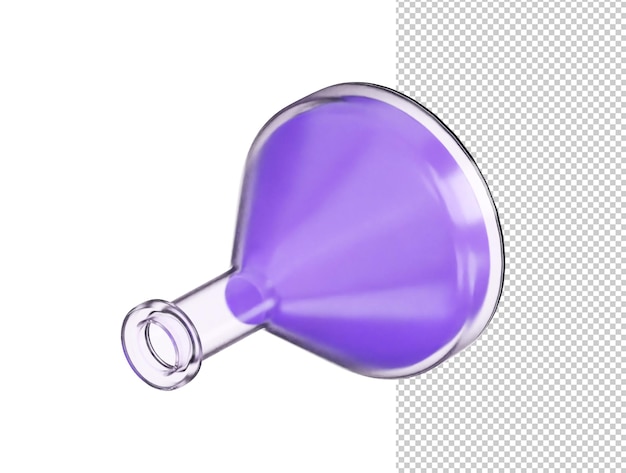 Flacon de laboratoire en verre transparent flacon rempli d'illustration vectorielle de rendu 3d icône liquide