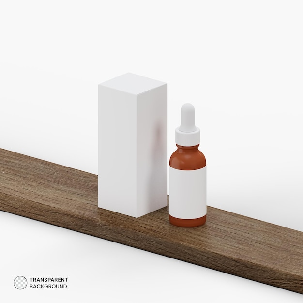 Flacon de sérum sur l'illustration du podium 3d en bois
