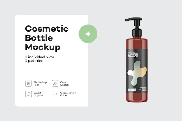 Flacone cosmetico ambrato con pompa Mockup