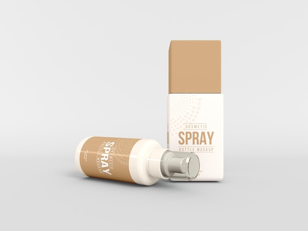 Flacone spray cosmetico con mockup di scatola