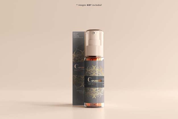 Flacone spray cosmetico con scatola mockup