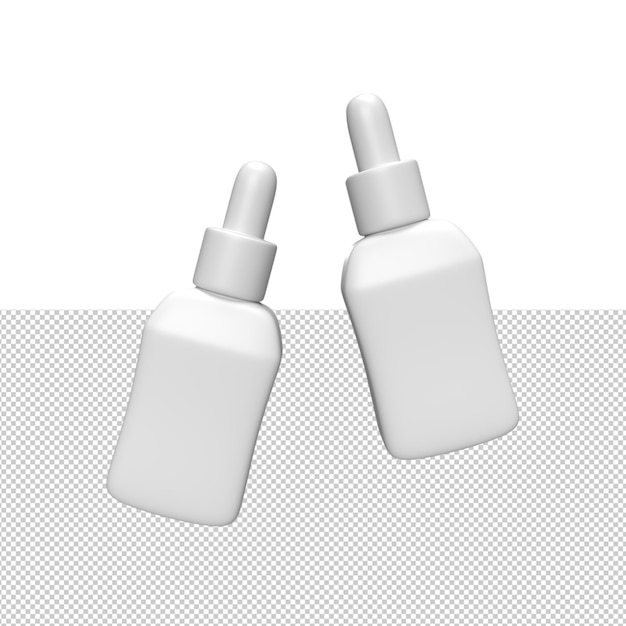 Flaconi contagocce bianchi vuoti per l'illustrazione di rendering 3D di mockup del prodotto