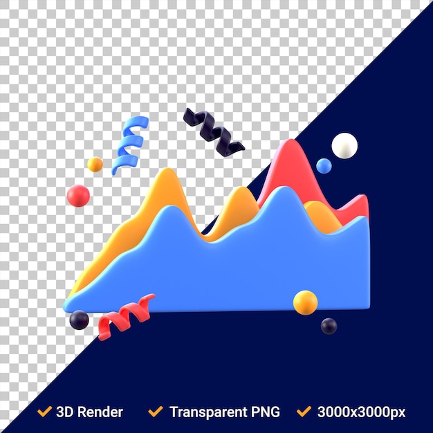 Flächendiagramm-Symbol 3d in PSD-Dateien