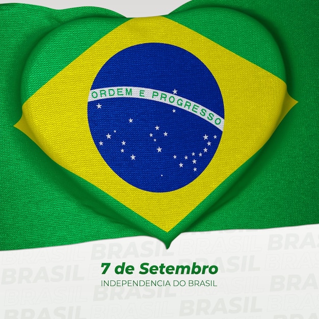 PSD flage of brazil 3d mit herzform