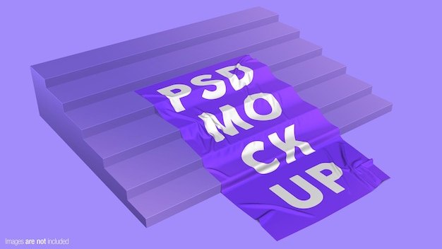 Flagge auf der Treppe 3D Typografie Mockup
