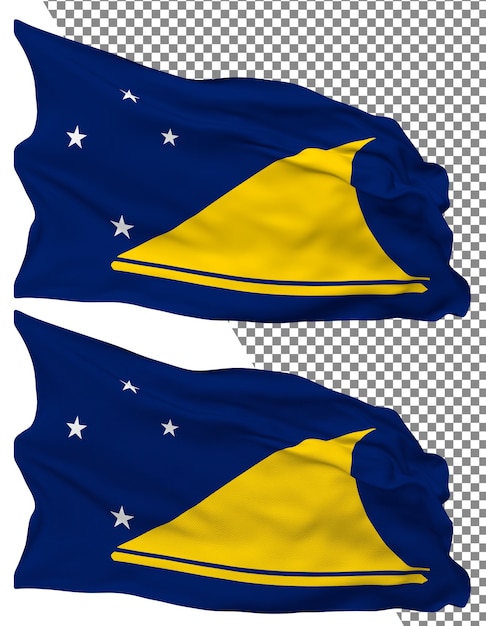 PSD flagge der tokelau-inseln welle isolierte einfache bump textur transparenter hintergrund 3d-rendering