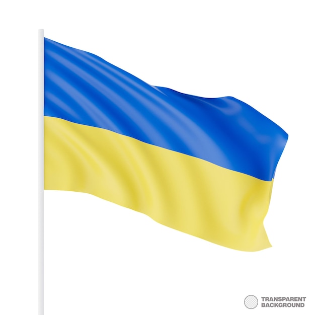 Flagge der Ukraine Flagge der Ukraine isoliert auf weißem Hintergrund 3D-Darstellung