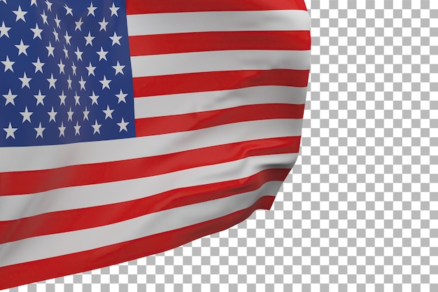 Flagge der Vereinigten Staaten von Amerika isoliert. Winkendes Banner. Nationalflagge der Vereinigten Staaten von Amerika