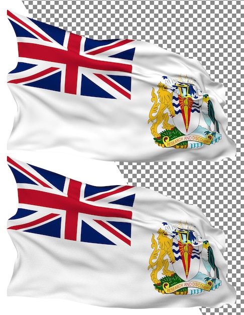 PSD flagge des britischen antarktis-territoriums welle isolierte einfache bump-textur transparenter hintergrund 3d-rendering