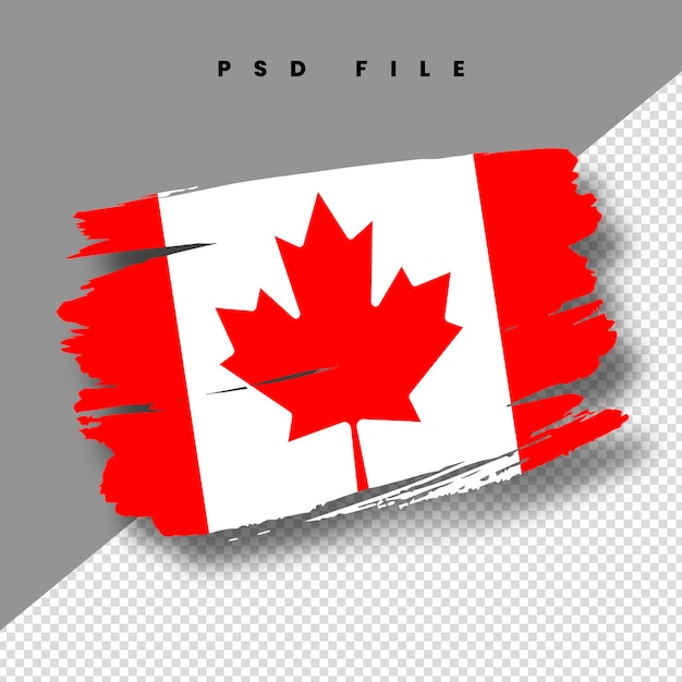 PSD flagge kanadas in form eines pinselstrichs auf transparentem hintergrund