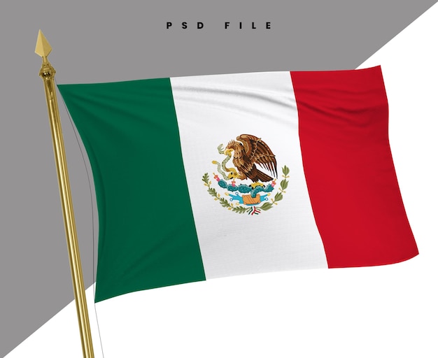 PSD flagge mexikos mit realistischem aussehen und transparentem hintergrund