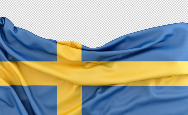 Flagge Schwedens isoliert auf weißem Hintergrund mit Kopierraum über 3D-Rendering