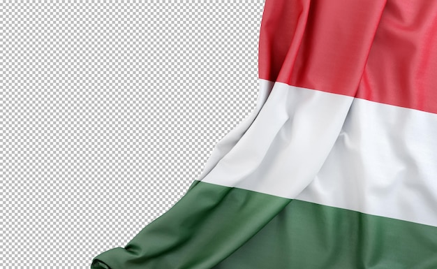 PSD flagge ungarns mit leerem raum auf der linken seite. isolierte 3d-darstellung